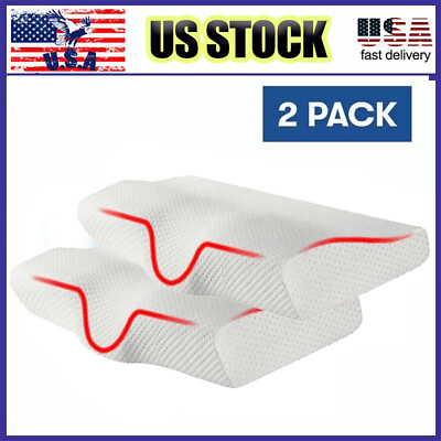 #ad 2 Pack Memory Foam Pillow Contour Neck Back Support Orthopaedic Firm Head Pillow $17.99