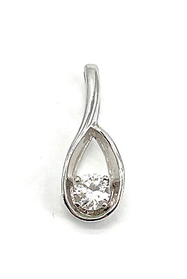 #ad ATI Sterling Silver 925 Cubic Zirconia CZ Pendant Teardrop 7 8quot; $23.39