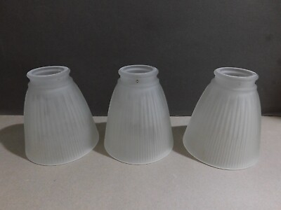 LOT OF 3 RIBBED GLASS CEILING FAN FIXTURE REPLACEMENT SHADES FREE SHIPPING H18 $35.97