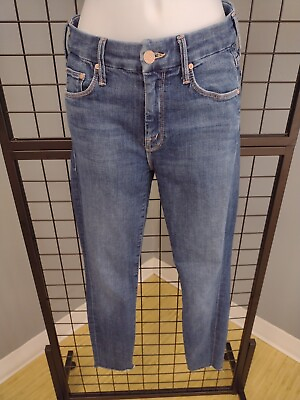 #ad Mother Looker Ankle Fray Jean Girl Crush Woman#x27;s Size 25 Stretch Blue Skinny $59.99