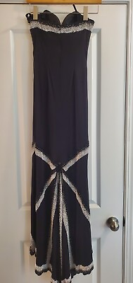 #ad Cassandra Stone Vintage Black And White Beaded Sequin Sleeveless Dress Gown 2 $189.00