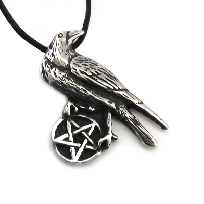 #ad Pentacle of the Raven 1.5quot; NEW Pewter Wicca Pentagram Amulet US Made $18.49