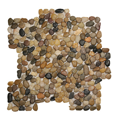 #ad Pebble Stone Tile Small Round Bathroom Shower Wall Floor Backsplash Mixed Brown $170.87