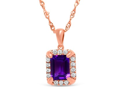 #ad Natural Amethyst Necklace 925 Sterling Rose Gold Plated Necklace Jewelry Gift $378.00