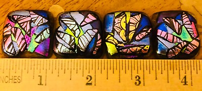 #ad 4 Handmade Dichroic Glass Cabochons for your jewelry or crafts by NYCGLASSART $34.99