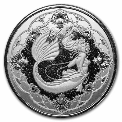 #ad 1 oz .999 Silver Mermaid Princess 2022 Samoa 2 Tala coin Beautiful Siren girl $43.99
