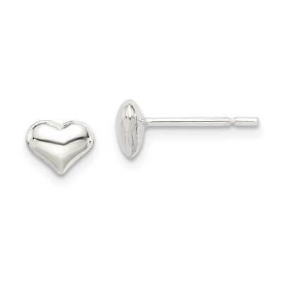#ad Polished Sterling Silver Heart Post Earrings 0.2quot; $9.32
