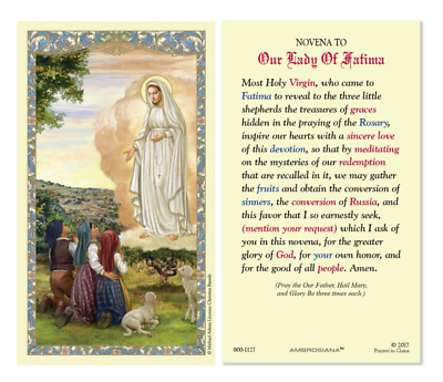 #ad Laminated Novena to Our Lady of Fatima Holy Prayer Card Catholic $2.79