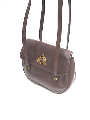 #ad Etienne Aigner Dark Burgundy Leather Unique Small Dual Strap Shoulder Bag $65.00
