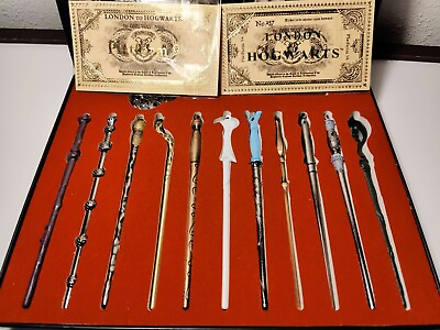 #ad 2ND Gen Harry Potter11 Magic Wands And 2 Tickets Cards Great Gift Box Set $20.99
