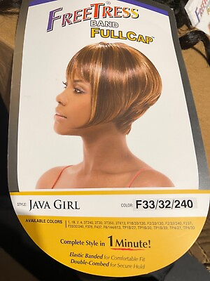 #ad Wig Freetress Synthetic Short Hair Reverse Bob Auburn Blonde Highlight Full Cap $15.00