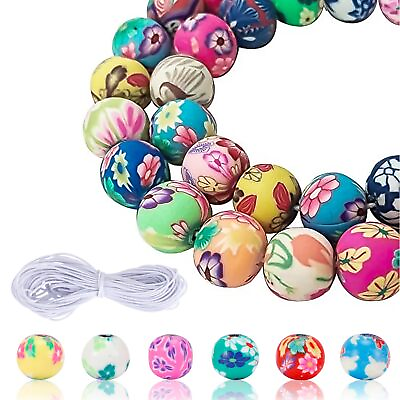 #ad 100pcs 10mm Colorful Polymer Clay Beads for Bracelets Making Round Craft Bead... $10.95