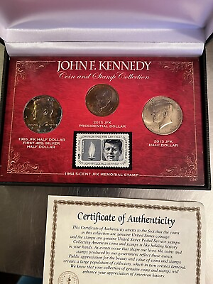 #ad John F Kennedy Coin amp; Stamp Collection Silver Half Dollar With COA $31.99
