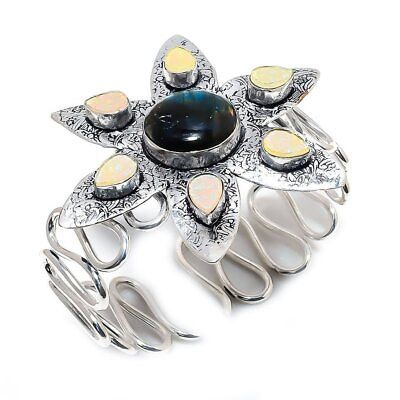 #ad Labradorite Opal Gemstone 925 Sterling Silver Cuff Bracelet K148 $14.42