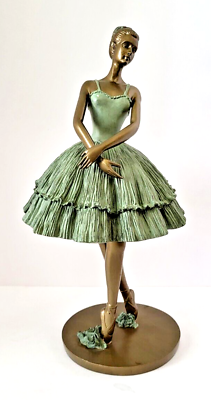 #ad 15quot; Ballerina Ballet Dancer Sculpture Figurine Verde Bronze Verdigris Resin $34.95