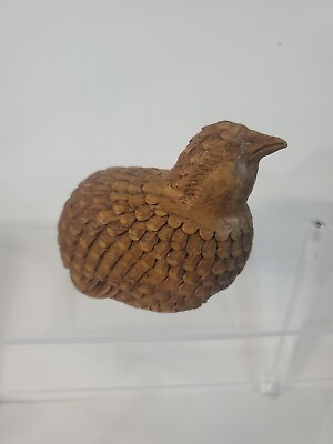 #ad Vintage Hand Carved Wooden Quail Bird Natural Color Very Detailed 3quot;Xquot;3 $23.75