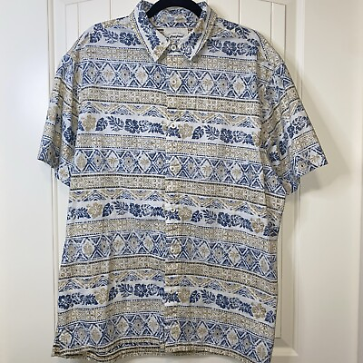 #ad Red Head Mens Yellow Hawaiian Floral Reverse Print Shirt Short Sleeve Cotton $14.63