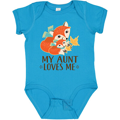 #ad Inktastic Aunt Loves Me Woodland Fox Baby Bodysuit Auntie Animals Foxes Cute Hws $14.99