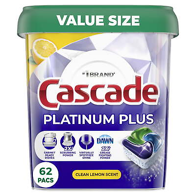 #ad Platinum Plus Dishwasher Pods Dish Detergent ActionPacs Clean Lemon 6 $20.63