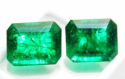 #ad Natural Colombian Emerald 15 Ct Certified Green Emerald Loose Gemstone Pair#x27;s $18.04