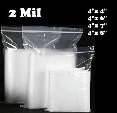 #ad 4quot;x 4 6 7 8 Clear 2 Mil Plastic Zip Seal Bag Reclosable Top Lock 2Mil Baggies $0.99