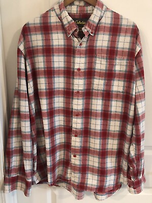 #ad Cabela’s Mens Red White Blue Plaid Flannel Shirt L S Size 2XL $17.95
