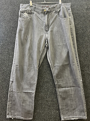 #ad 🔥Red Ape Faded Black Wash Embroidered Back Pocket Design Denim Jeans Size 36x28 $34.29
