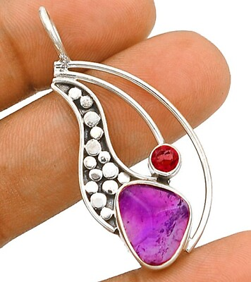 #ad Natural Amethyst 925 Solid Sterling Silver Pendant ED22 1 $29.99