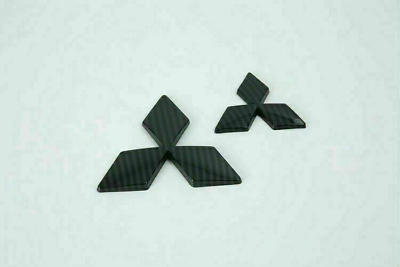 #ad 3D Fit Mitsubishi Front Rear Badge Logo Black Carbon Style Plastic Made Emblem $15.99