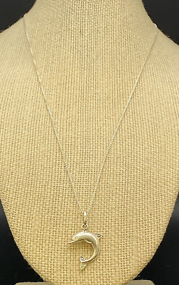 #ad Cute Sterling Silver Dolphin Pendant with 925 Sterling Silver Chain 3.47 grams $20.97