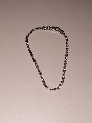 #ad 925 Solid Sterling Silver Rope Bracelet $27.00