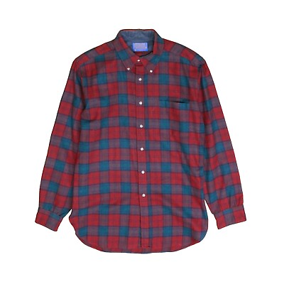 #ad Vintage Pendleton Wool Button Up Lodge Shirt Size Medium Red Plaid $33.50