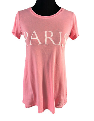 #ad NWT WILDFOX quot;Parisquot; Pink T Shirt Small S Tee Top Short Sleeve Distressed $14.95