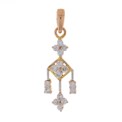 #ad Yellow Gold Diamond Cluster Drop Pendant 18k Round Brilliant .80ctw $499.99