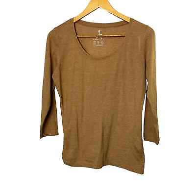 #ad ATMOSPHERE Tan Round Neck Long Sleeve Top Women#x27;s Size 12 $10.00
