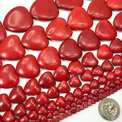 #ad Love Red Heart Bead Love Charm Stone Howlite Turquoise 6mm 8mm 12mm 30mm 40mm $5.99