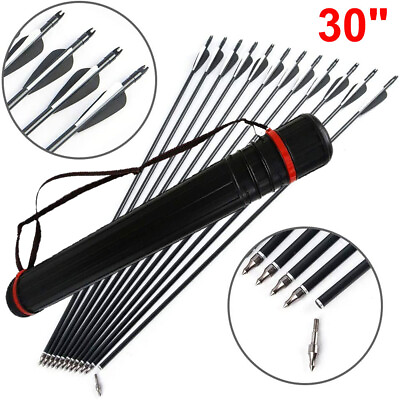 #ad 12 Pcs 30 inch Archery Fiberglass Arrows OD 8mm For Recurve Compound Bow Hunting $24.98