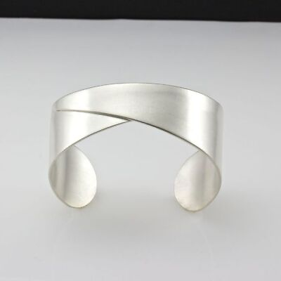 #ad Simple 925 solid Sterling Silver Unique Cuff Unisex Bangle Bracelet Jewelry $122.36