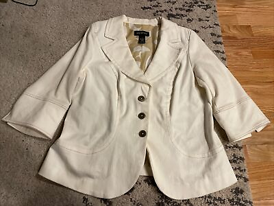 #ad Ladies Lane Bryant Size 16 Blazer Jacket 3 4 Sleeves Ivory $29.99