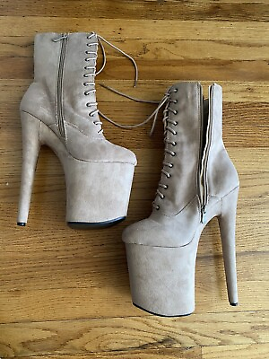 #ad Custom Limited Edition Suede 8” Lace Up Stripper Heels NEW US Size 8 $150.00