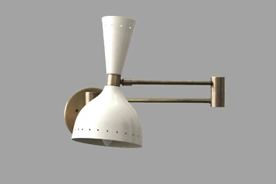 #ad Modern 2 Light Italian Lamp Handcrafted Raw Brass Wall Lamp Sconce $292.00