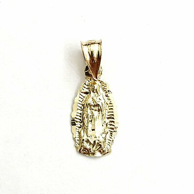 #ad 14k gold tiny virgin Mary Guadalupe pendant diamond cut religious jewelry 0.9g $79.00