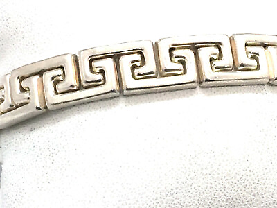 #ad 925 Sterling Silver Hollow Greek key Link 7.25quot; Inch Italian Bracelet 21 Grams $396.89