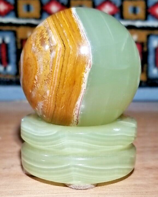 #ad Polished 2quot; Green Jade Onyx Sphere stone on base paperweight Pakistan $52.50