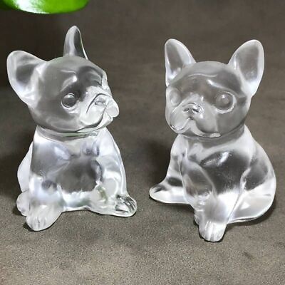 #ad Natural Quartz Crystal Sitting French Bulldog Gem Stone Mini Pet Figurine Decor $3.66