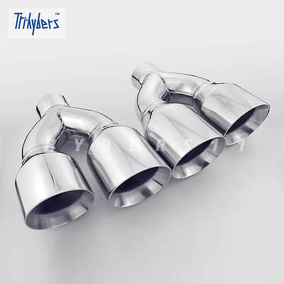 #ad Pair 2.5quot; In Twin 4quot; Out 11.8quot; Long Dual Wall Quad Stainless Steel Exhaust Tips $217.97