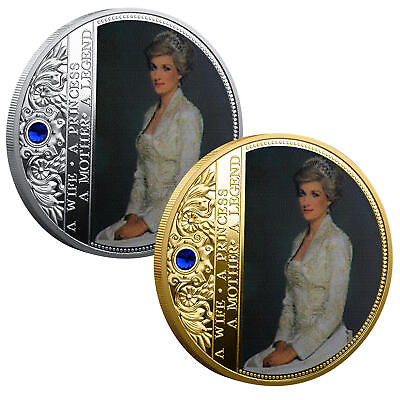 #ad Collectible British Diana Princess Commemorative Coin Last Rose Handmade Craft $8.18