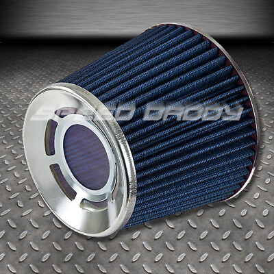 #ad 3quot;SHORT RAM COLD AIR INTAKE ROUND CONE GAUZE WASHABLE BLUE RUBBER FILTERCLAMP $13.96