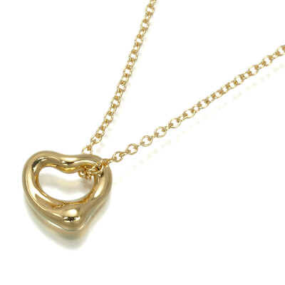 #ad Auth Tiffanyamp;Co. Necklace Open Heart Mini 18K 750 Yellow Gold $438.12