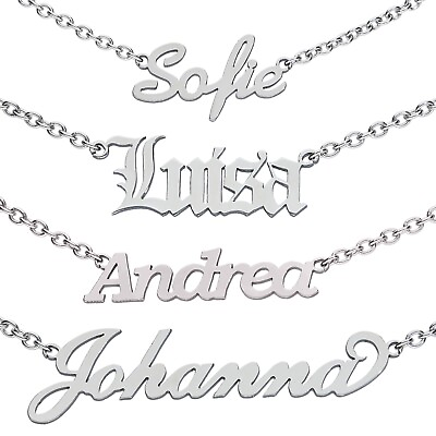 #ad Personalised Your Text Any Name Necklace Pendant Nameplate Chain Stainless Steel $9.99